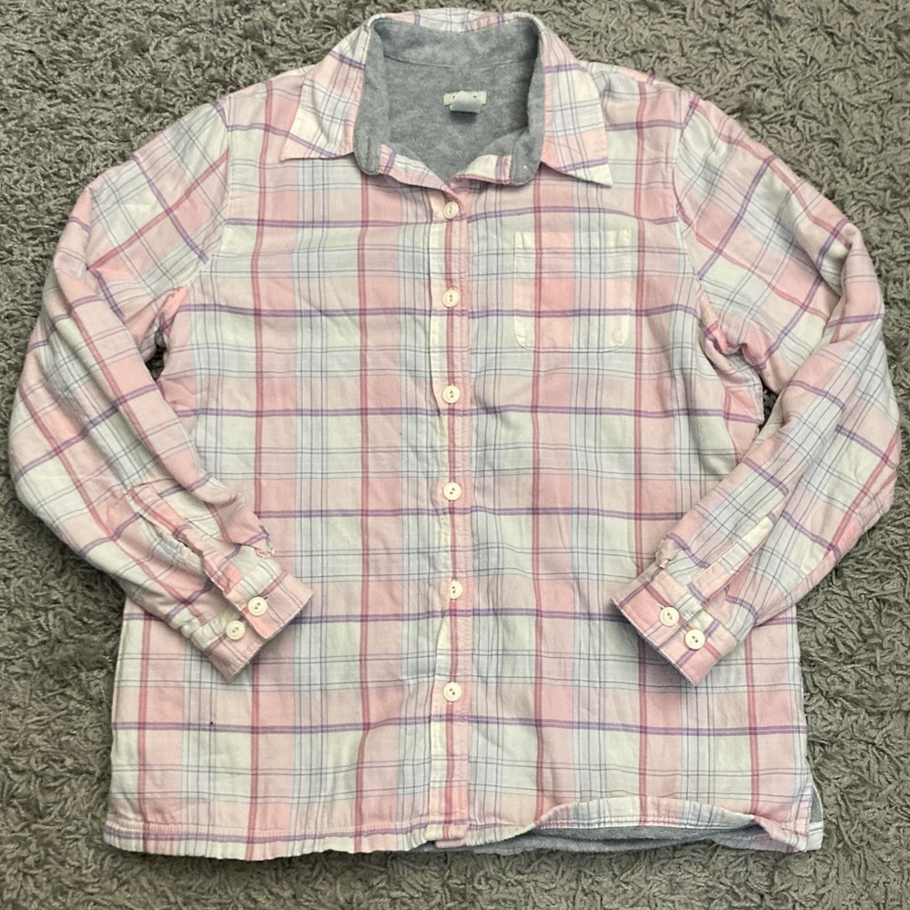 L.L. Bean Women’s Sherpa Lined Flannel Shirt Pink Plaid Shacket Fleece Lined